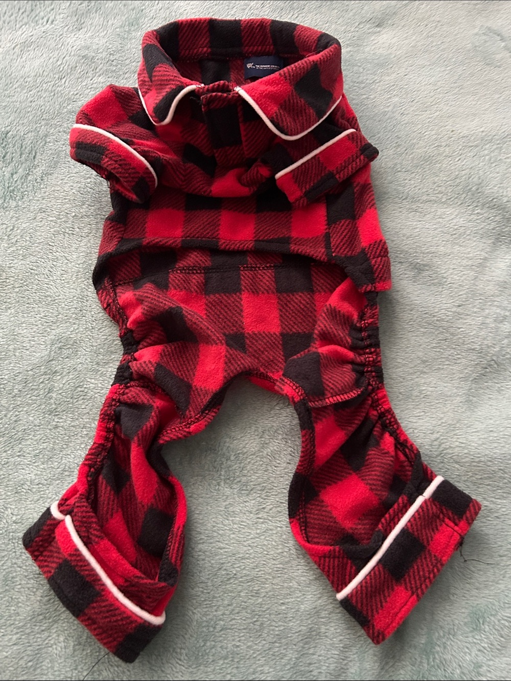 Dogs Buffalo Plaid Fleece Jumpsuit - Red/Black
